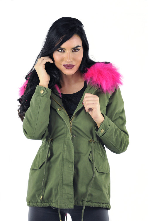 Parka aus Baumwolle mit Kunstpelz und Kunstfellfutter
